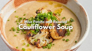 Cosy up with a bowl of pure comfort. 🥔 Mike's Miso Potato and Roasted Cauliflower Soup, made with creamy Carisma Potatoes, is the ultimate cold-weather fix. Rich, hearty, and packed with umami goodness - who’s grabbing a spoon? Find the recipe: https://www.goodchefbadchef.com.au/recipes/miso-potato-and-roasted-cauliflower-soup | Good Chef Bad Chef
