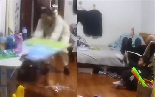 孩子哭闹三胎宝妈情绪崩溃，持续大叫后狂砸东西，孩子吓一跳愣原地