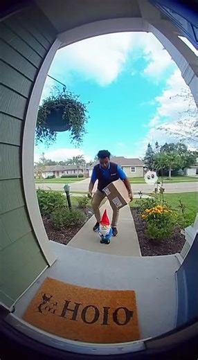 Lawn Gnome Attack #deliveryfails #doorbellcam #funnyshorts #viralshorts
