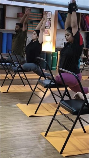 🕊️ Pigeon Pose with Chair | Hip Opening Yoga 🪑✨ #Yoga #PigeonPose #ChairYoga #HipOpener #Flexibility
