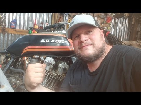 80' CB750F Throttle, choke cable, petcock valve install.