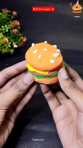 Diy fun satisfying burger craft from Clay🍔💙Easy kids craft ideas🪀😱#shorts #kids #diy #youtubeshorts