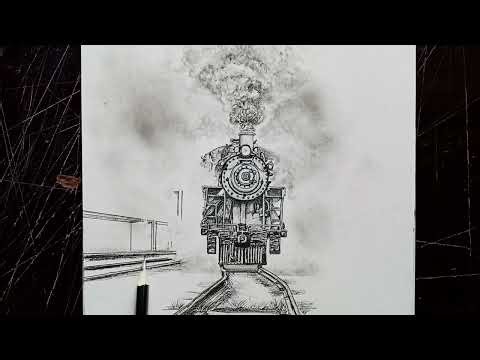 Realistic Drawing an Old Train | Vintage Train Drawing Tutorial