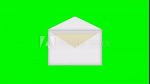 4K animation of opening an envelope and opening the paper inside ( green background for chroma key )