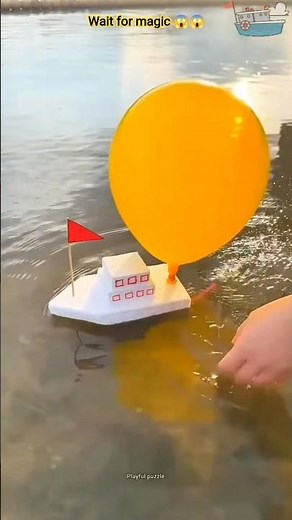 Diy Use foam board to make an air-powered boat 🚢 Easy kids crafts 🪀#youtubeshorts #diy #kids #shorts