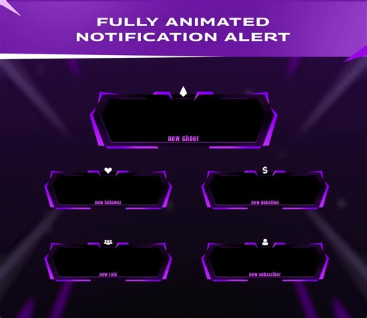 Animated Neon Pulse Stream Overlay: Futuristic Purple Geometric for Twitch and OBS/Streamlabs