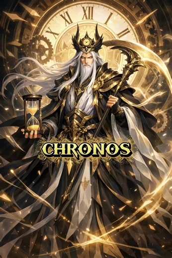 Nama: Chronos (Khronos) Asal Mitologi: Yunani Peran: Personifikasi waktu (Time) Jenis Dewa: Dewa primordial / personifikasi kosmik Makna Nama: Nama Chronos berasal dari kata Yunani “khronos” yang berarti waktu. Kekuasaan / Domain: Waktu Perjalanan waktu Siklus alam semesta Keabadian dan takdir Ciri-ciri Ikonik: Digambarkan sebagai sosok tua berjanggut panjang Membawa jam pasir atau sabit Kadang digambarkan sebagai makhluk kosmik yang mengendalikan aliran waktu Perbedaan Penting: Chronos sering t