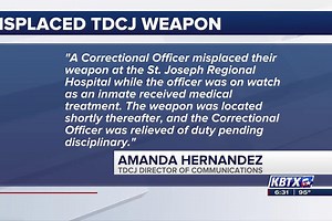 TDCJ officer lost gun at Bryan hospital while inmate received care, located by staff - NewsBreak