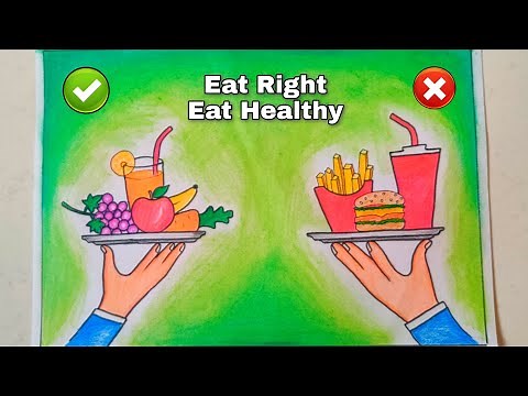 How to draw eat healthy eat safe poster/Eat healthy eat right drawing/Food safety during covid-19