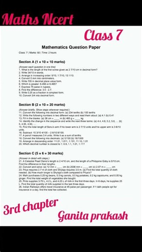 #shorts | Class 7 Maths | Ganita Prakash | A Peek Beyond the Point | Class 7 Maths Worksheet