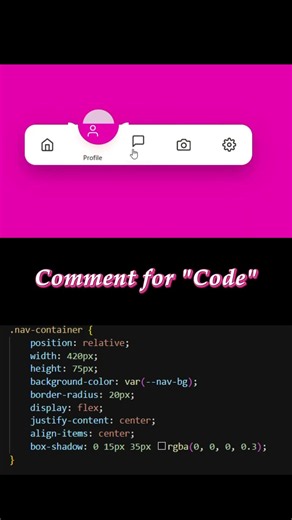 Build a modern floating camera navigation bar with HTML, CSS & JS.#html #programming #coding