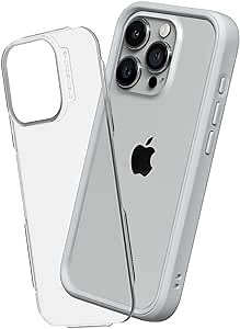 RhinoShield Modular Case Compatible with [iPhone 15 Pro] | Mod NX - Customizable Shock Absorbent Heavy Duty Protective Cover 3.5M / 11ft Drop Protection - Platinum Gray