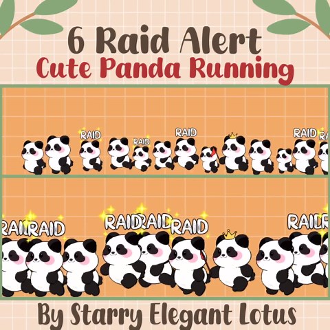 6 Cute Panda Twitch Raid Alerts, Panda Running Full Stream Alert Pack, Panda Twitch Overlay, Raid Emote, Streaming OBS Streamlabs Vtuber - Etsy