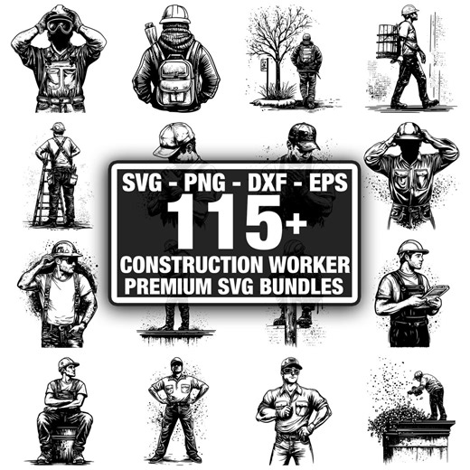 115  Construction Worker Bundle, Industrial Job Designs, Instant Download Png, Dxf, Eps, Svg - Etsy