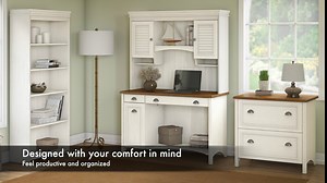 Bush Furniture Fairview Computer Desk with Hutch, Bookcase and Lateral File Cabinet, Antique Black