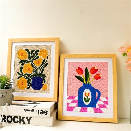 Flower Vase and Flower Embroidery Kit With Frame - Etsy