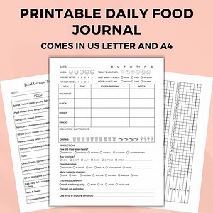 Daily Food Journal, Food Tracker, Food Log for Women, Eating Disorders Journal, Eating Habits, Meal & Symptom Tracker, Mindful Eating Diary - Etsy