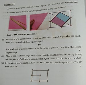 CASE-STUDYA class teacher gave students coloured paper in the ... | Filo