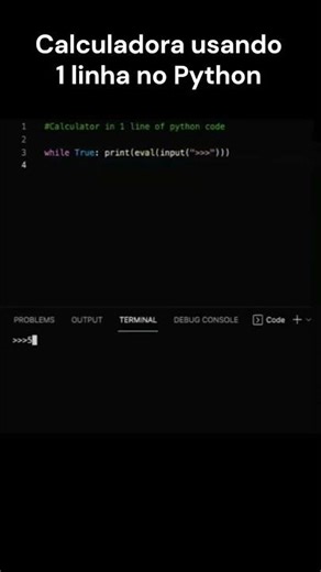 Calculadora Python com eval() – Rápido, Fácil e em 1 Linha! #dev #python