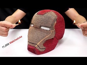 Match Chain Reaction - Burning Iron Man Helmet 11,000 matchsticks