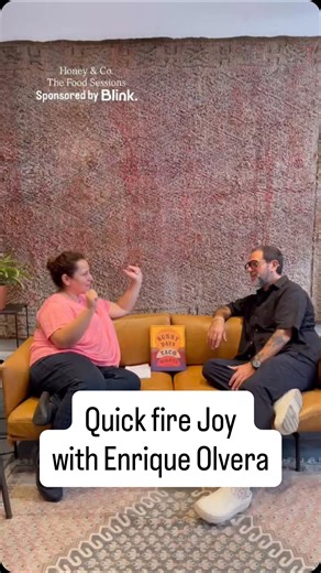 Honey & Co. on Instagram: "Quick fire joy with Enrique Olvera. @enriqueolveraf Enrique Olvera’s Guide to Joy: Dish: Quesadilla Book: Demian, by Hermann Hesse Experience: Fasting for a month Restaurant: Máximo Bistrot @maximobistrot or Nicos @nicosmexico Earliest Memory of joy: Baking a cake Film: No Country for Old Men Hobby: Listening to music & running Person: Javier Sánchez Today we’re joined on Honey & Co. The Food Sessions by renowned Mexican chef, Enrique Olvera. Enrique is celebrated for 