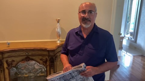 Washable Kitchen Runner Rug - 2x10 Hallway Rug Distressed Mats Non-Slip Soft Room Floor Carpet for Dining Room (Grey/Blue, 2 x 10)