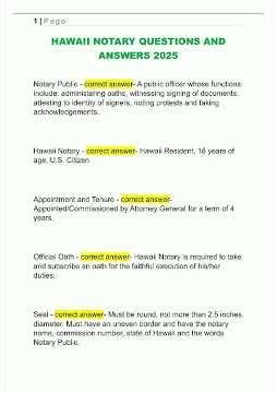 HAWAII NOTARY QUESTIONS AND ANSWERS 2025203 video