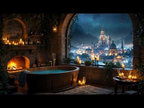 Cozy Bathroom Ambience – Relaxing Fireplace, Rain and Water Sounds for Sleep and Meditation | ASMR