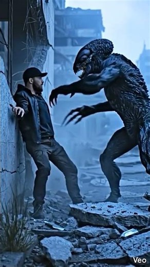 Alien Creature Attacks Human | City Ruins | Cinematic Sci-Fi Scene