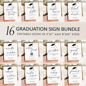 Editable Graduation Party Signs Template Bundle, Printable Graduation Signs Bundle,grad Signs,custom Graduation Table Signs Instant Download - Etsy