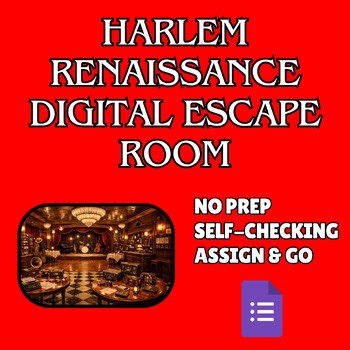 Harlem Renaissance Digital Escape Room Social Studies Breakout Room 4th 5th 6th