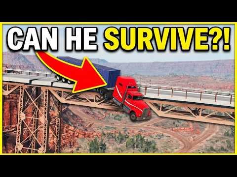 FALLING AND CRASHING OF TRUCKS FROM A BRIDGE #4 - BEAMNG DRIVE