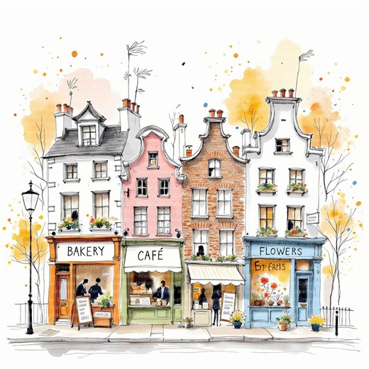 14 Doodle Main Street Shops Clipart | Whimsical Storefront Art | Digital Download - Etsy