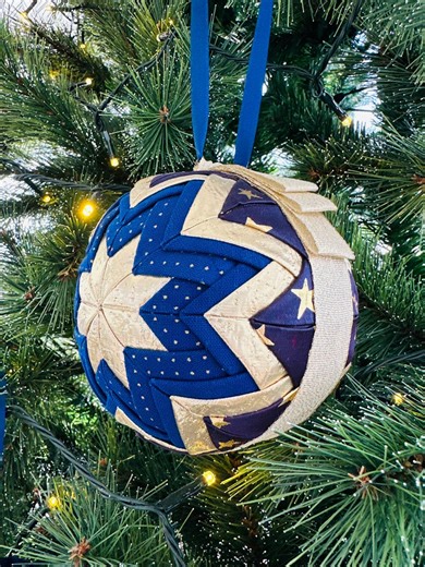 Set of 2 Handmade Fabric Christmas Ball - Folded Fabric Christmas Ornament - Handcrafted Fabric Ball - (17) - Etsy