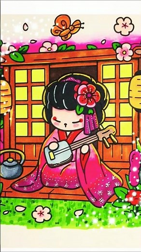 初めてマーカーで塗り絵したら想像以上に楽しかった❣️Cozy Japan Cute Coloringbook 🎨#art #大人の塗り絵 #drawing #coloringbook