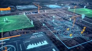 Satellite imagery and geospatial mapping tools used to monitor largescale construction sites for terrain analysis and environmental impact assessments.