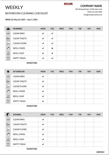 Bathroom Cleaning Checklist for Businesses | Weekly Restroom Cleaning Log – Digital Editable - Etsy