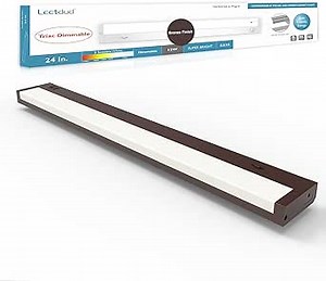 LED Under Cabinet Lighting Hardwired or Plug in, 24 Inch 12W, Dimmable 5 Color 2700K/3000K/3500K/4000K/5000K, Linkable Eyes Care Design Counter Lights for Kitchen, Sink, ETL Listed, Bronze