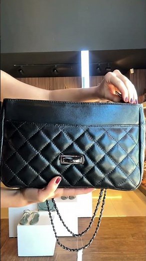 Bolsa Preta Grande Transversal Clássica Luxo Couro Scamboo - B177601