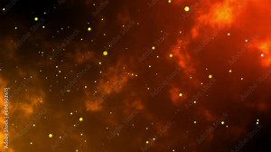 Burning red fire particles. 3D animated background of fire and light. 4k