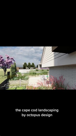 The cape cod landscaping by octopus design #landscape #landscapedesign #capecod #renovationseries #renovatingourhome #fy #fyp #home #garden #purple 💜