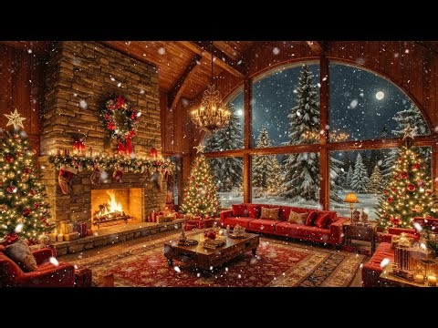 Peaceful Christmas Music for Relaxation 🎄 Cozy Christmas Eve with Crackling Fireplace 🔥 Study, Calm