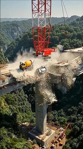Giant Bridge COLLAPSES After Crane Cable Snap #fail #construction #engineering #breakingnews