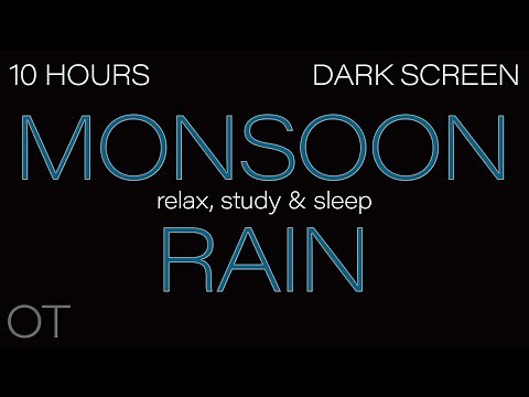 Monsoon Rain Sounds for Sleep| Relaxing| Studying| BLACK SCREEN| Strong Wind & Rainstorm 10 HOURS