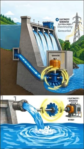 How water turns into electricity ⚡💧 Water → Motion → Electricity 🔄 #shorts