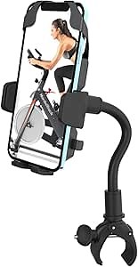 Phone Holder Bike Mount for Peloton Treadmill - Universal Goosencek Holder Fit Spin Bike, Indoor Exercise Bicycle, Mic Stand, Scooter, Stroller, Wheelchair - Fit All 4-7" Cell Phones & iPhone