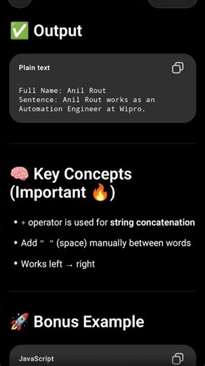 Javascript Program String Concatenation #shorts