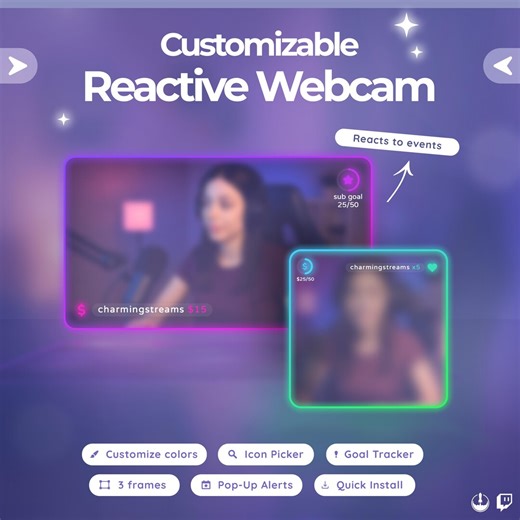 Reactive Twitch Webcam Overlay – Minimalist Design With Alerts & Goal Tracker - Etsy