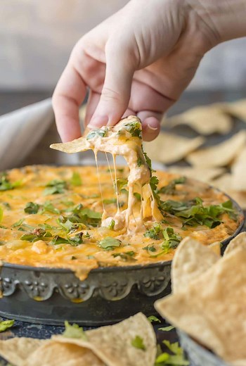 My green chile chicken dip always disappears at parties!