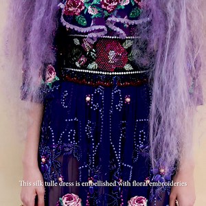 21K views · 1K reactions | Silk tulle dress embellished with floral embroideries, pearls, and half-coloured boules that recreate refined motifs that recall plant-like patterns. Dolce&Gabbana Alta Moda, Como, 2018. #DGLovesComo | Dolce & Gabbana | Facebook